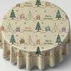 Festive Round Table Cover Christmas Dining Cloth Heatproof Decor for Living Room Kitchen Holiday Party