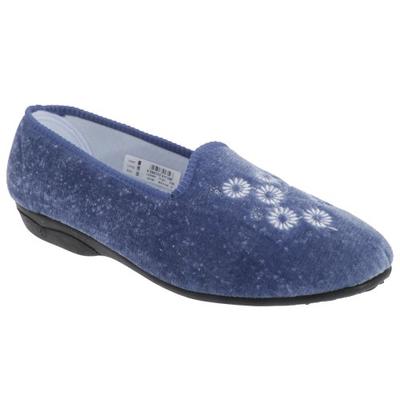 Womens/Ladies Cathy Floral Embroidered Velor Slippers