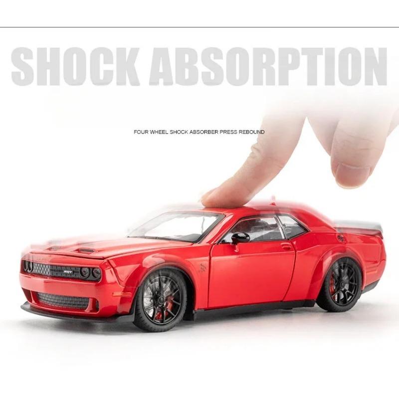 Maßstab 1/24 Dodge Challenger Hellcat SRT Legierung Modellauto Diecast Metall Miniaturauto Ton und Licht Sammlung Kinderspielzeug Fahrzeug