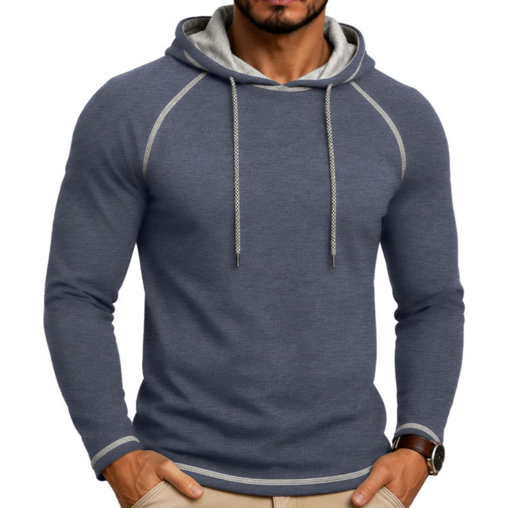 Men's Long Sleeve Hoodie Pullover Lightweight Athletic Sweatshirt with Drawstring Hood and Raglan Sleeves for Outdoor Sports and Casual Wear