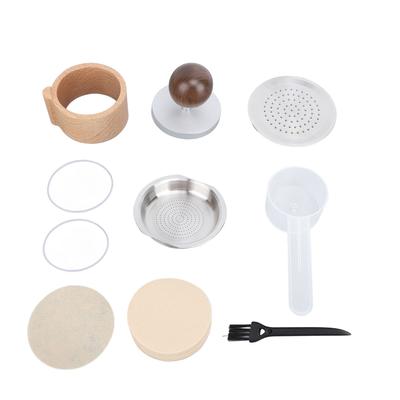 Reusable Coffee Capsule Stainless Steel Refillable Coffee Filter Pod with Tamper Brush and Spoon