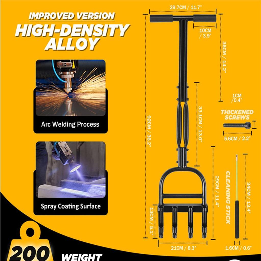 Plug Aeration Lawn Aerator Coring Tool, Manual Plug Core Aerators & Clean Tool, Yard Aeration Tools with 4 Hollow Slots 36.2” X 11.4”Size