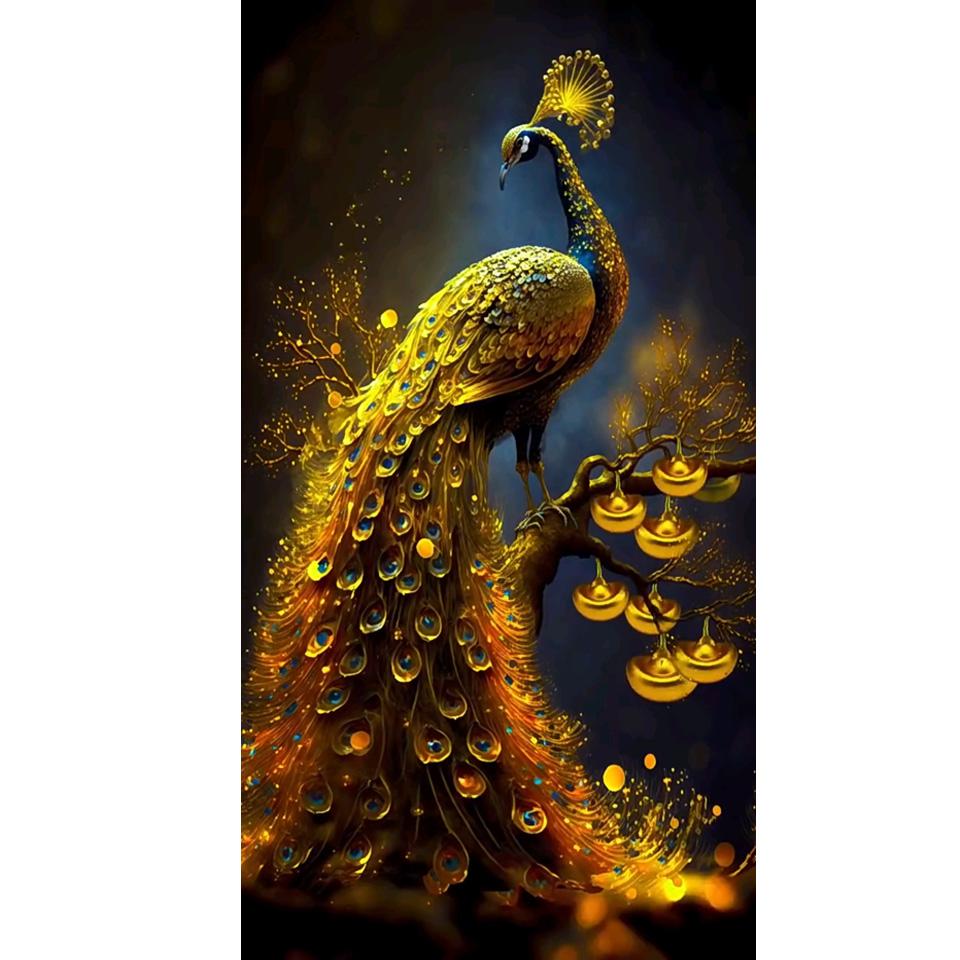 5D Diamond Painting Golden Peacock Cross Stitch Animal Diamond Embroidery Sale Mosaic Rhinestone Pictures Home Decor