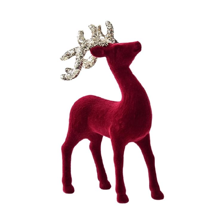 Christmas Reindeer Figurines with Glittered Antler and Feet Artificial Animal Crafts Tabletop Ornament Home Decoration