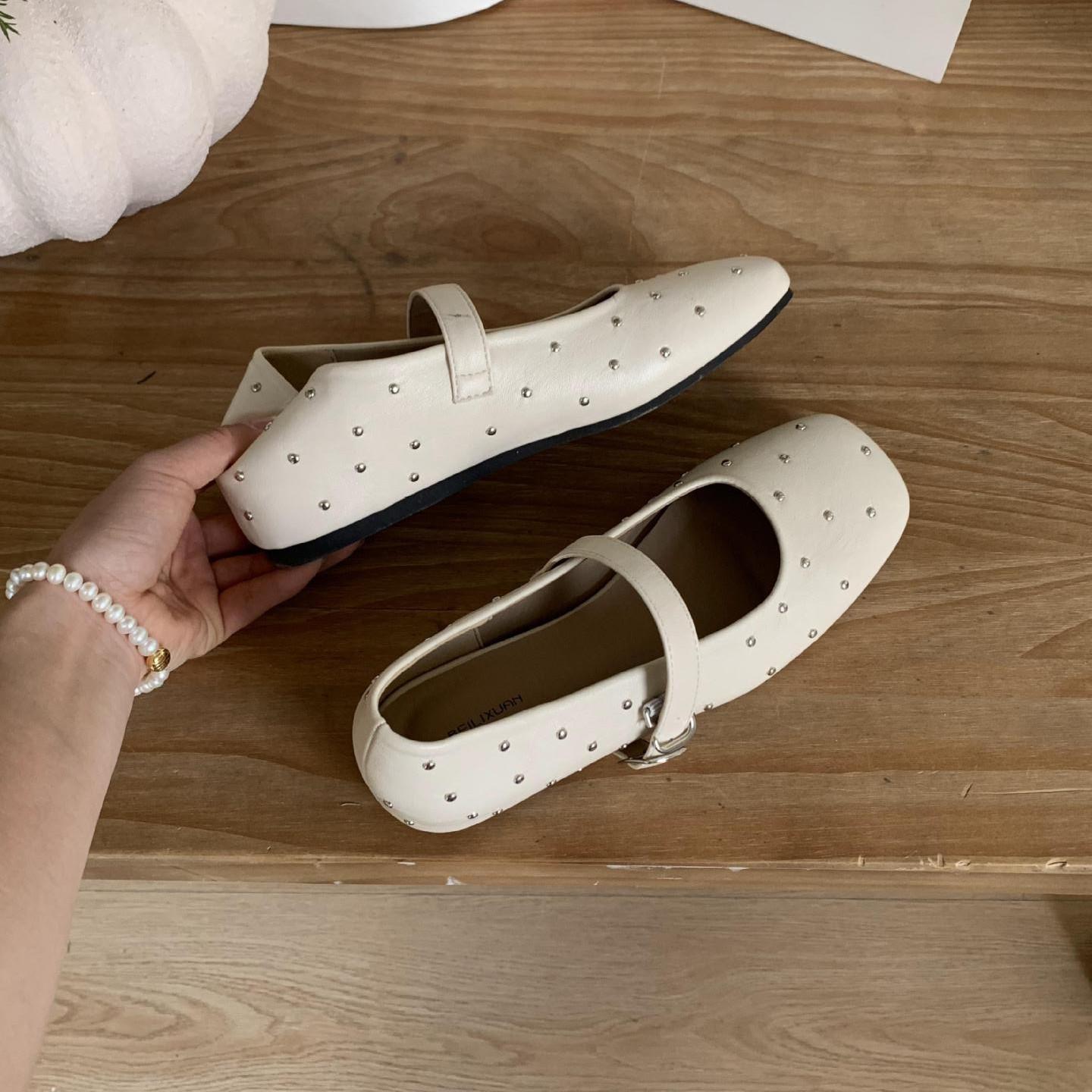 

Fashion IPPEUM Women Mary Janes 2025 New Summer Ballerinas Shoes Mujer Buckle Straps Ballet Flats 245 белый