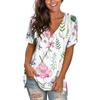 Summer V-neck 3D Coconut Tree Flowers Printed Top Fashionable Casual Short Sleeved Women's T-shirts