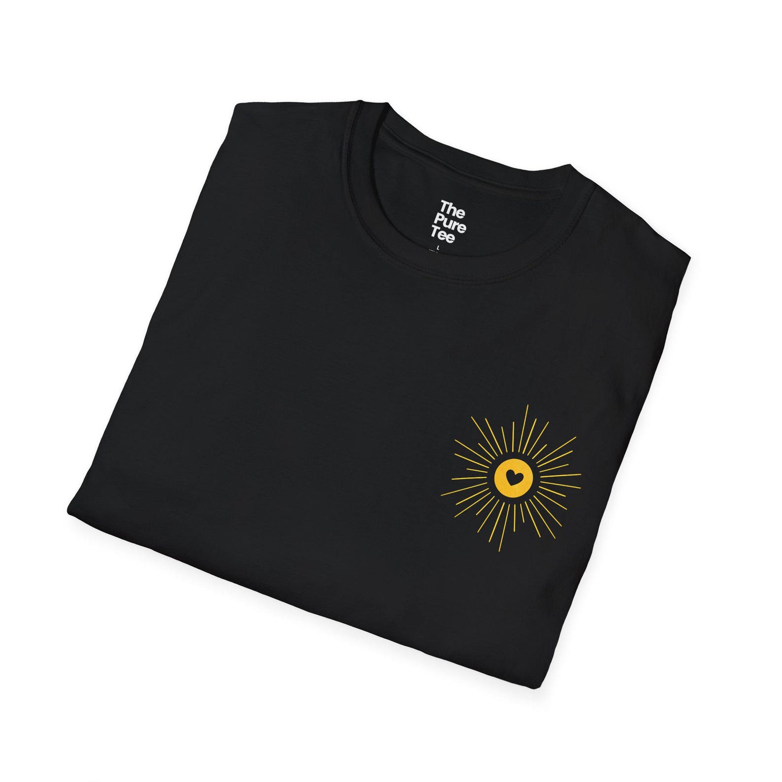 Small Sun Heart Minimal Front Chest Print Positive Warm Energy Simple Symbol Tshirt S