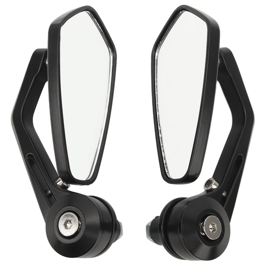 2Pcs Motorcycle Rear View Mirror Black Left And Right Pentagon Shaped Handlebar Side Mirror