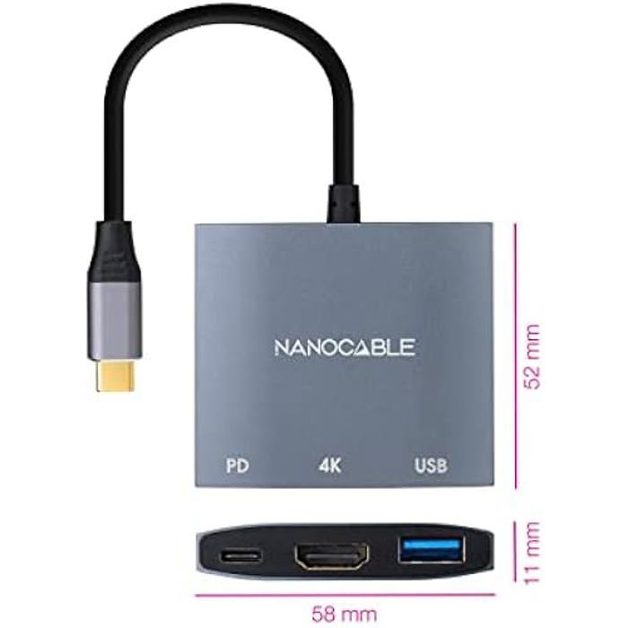Adaptateur USB - NANO CABLE - 10.16.4306 - 4K Ultra HD - Blanc - Connecteur USB
