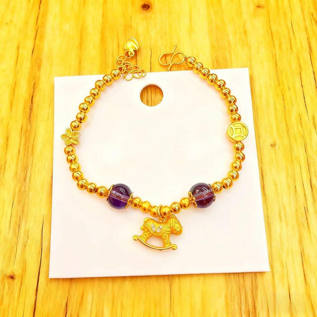Amethyst Fortune Zodiac Horse Wrap Bracelet for Women