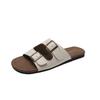 2025 spring new slippers women's summer wear flat-bottomed silver retro beach cool slippers women