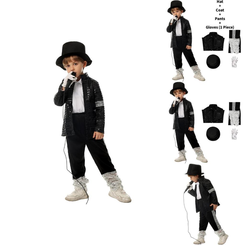 Mj Michael Jackson Cosplay Costume For Kids With Print For Stage Dance Performance