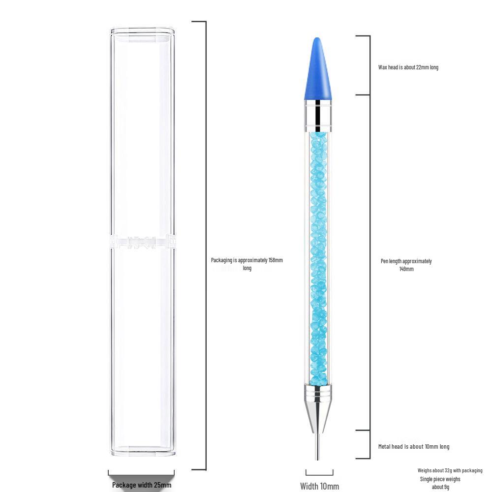 Double-ended Nail Art Rhinestone & Dotting Pen: Acrylic Wax, Adhesive, Drill Suction Pen for Nail Art.