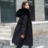 Winter Plus Size Jacket Women Long Sleeve Knee Length Thick Plush Furry Hood Pockets Zipper Button Closure