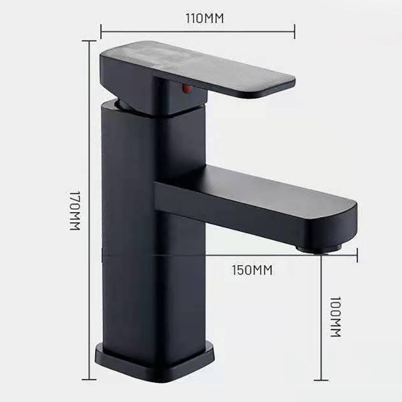 Bathroom Faucet Hot&Cold Mixer Tap Deck Mounted Bathroom Basin Faucets Black Square Washbasin Sink Bathtub Faucet