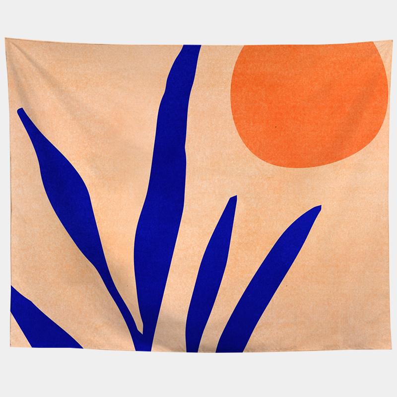 Watercolor Sea Sunset Tropical Forest Print Tapestry  Plants Abstract Landscape Living Room Bedroom Home Decor