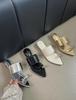French Metal Buckle Silver Casual Toe Slippers Slope Heel Flat Sandals Women's 2025 Spring and Summer New Cool Slippers