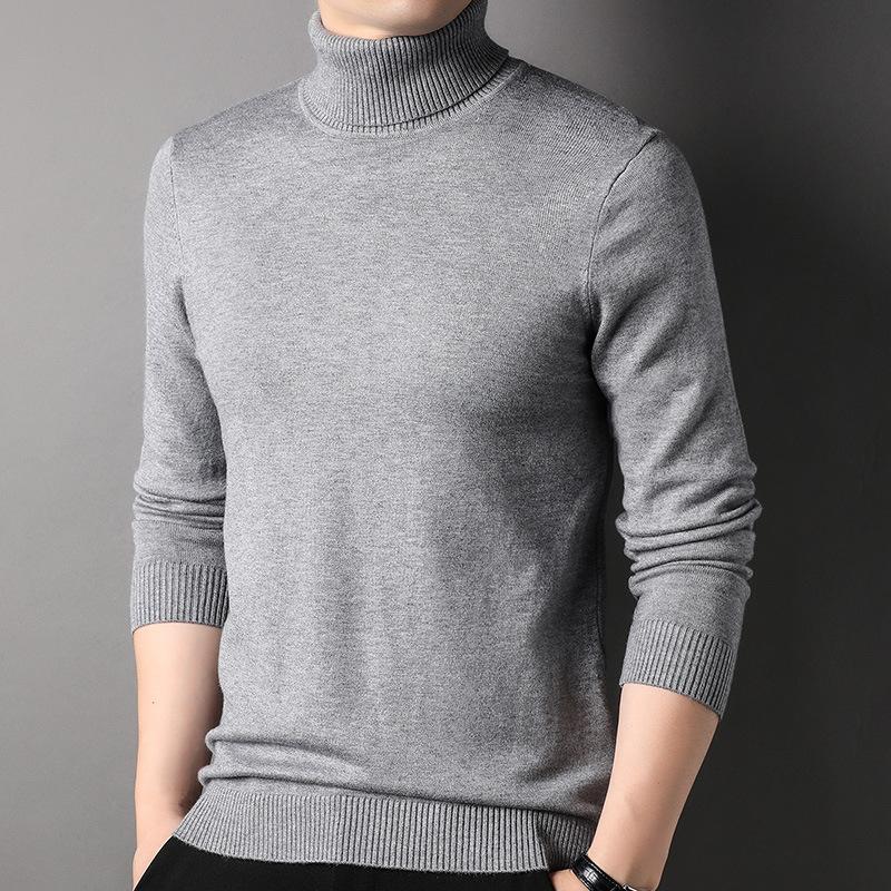

Men s Autumn and Winter Turtleneck Solid Color Sweater Men s Base Shirt Men s Trendy Warm Sweater Casual Business Men s Clothing 105