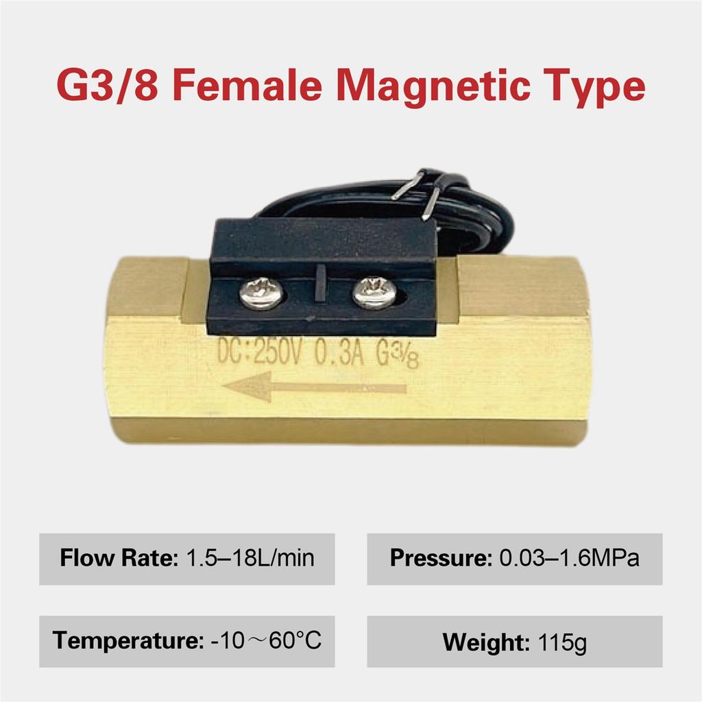 Brass Flow Switch Flow Meter Flowmeter 1.5‑3L/min G1/4 G1/2 Low Flow Water Normally Open Magnetic Spring Sensor Industrial