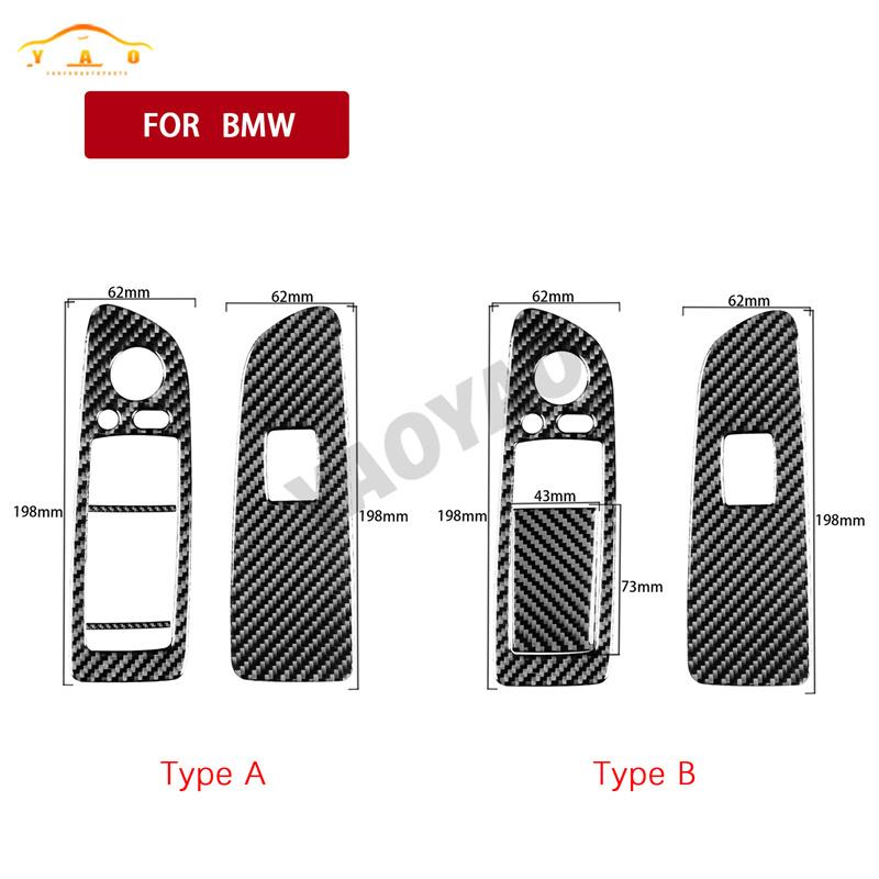 Carbon Fiber Window Lift Panel Tuning Cover Sticker For BMW 1 Series E81 E82 E87 E88 2008-2013 Car Interior Accessories