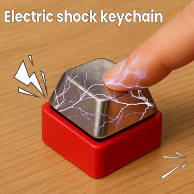 1/2 Pezzi Tastiera Elettrica Portatile Giocattolo Tasto Inoffensivo Scossa Pulsante Scossa Portachiavi Anello Decorazione da Appendere Accessorio Scherzo
