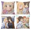 Asagao to Kase-san Cushion Cover Pattern Printed Pillowcase for Living Room Sofa Cushion Cover & Bedroom Decor