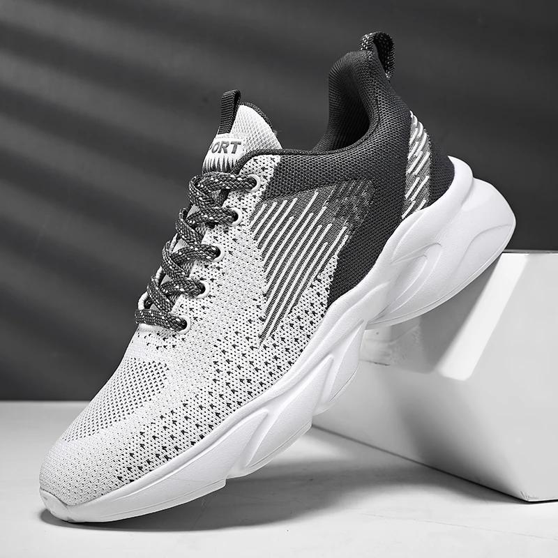 Men's casual sports shoes flying woven lightweight outdoor breathable mesh running shoes jogging training fitness men's shoes