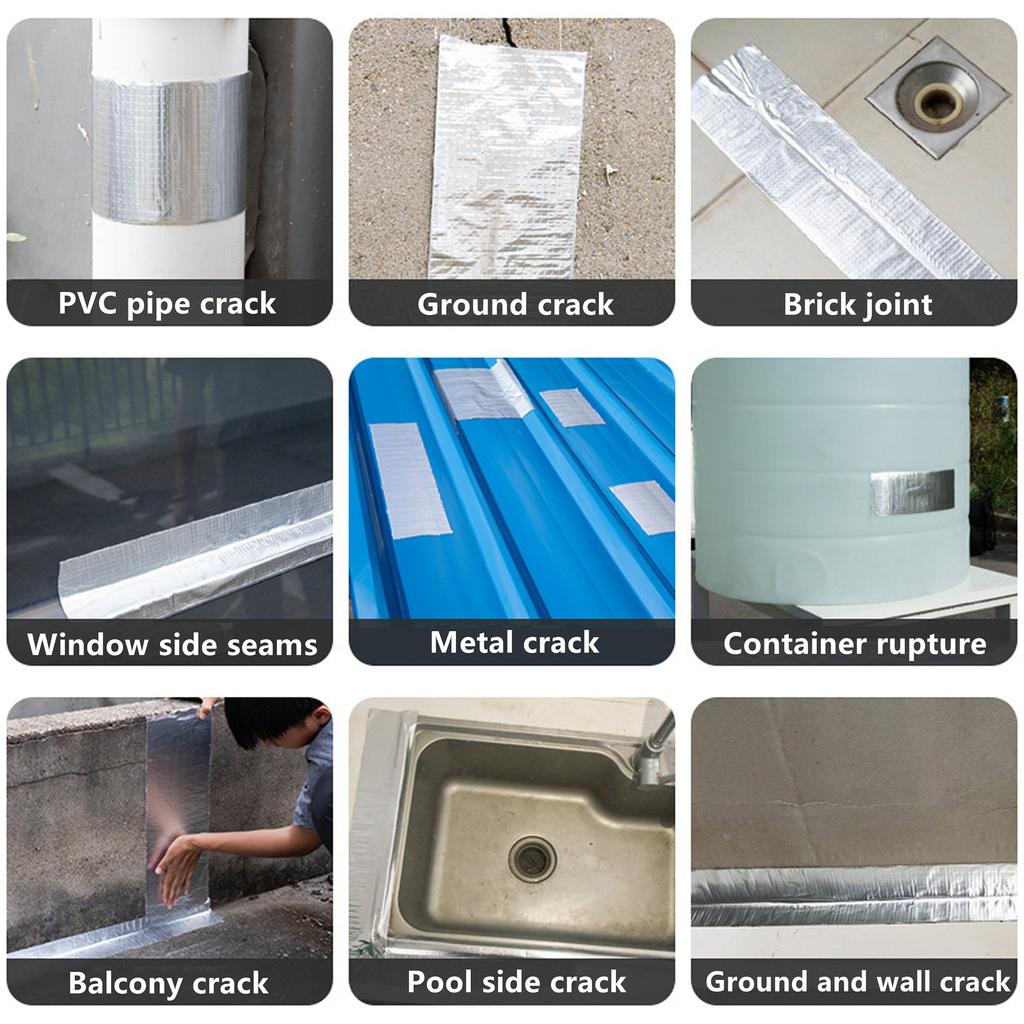 Cinta Impermeable de Butilo Engrosada con Papel de Aluminio Cinta de Sellado Fuerte de Goma Stop Fugas en Tuberías de Agua de Jardín Impermeable para Exteriores Fuga