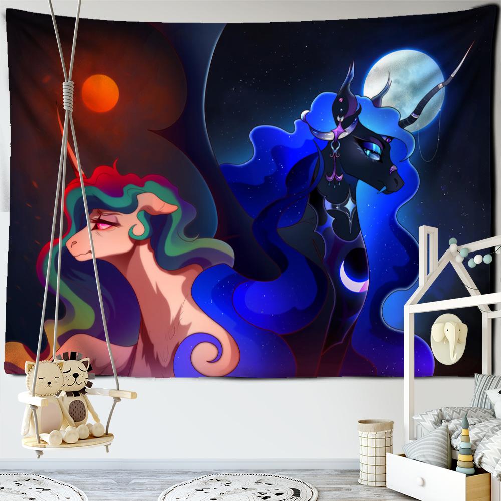 Renkli Karikatür Unicorn Goblen Duvar Askısı Kawaii Hippie Tapiz Kız Yurdu Estetik Odası Ev Dekoru