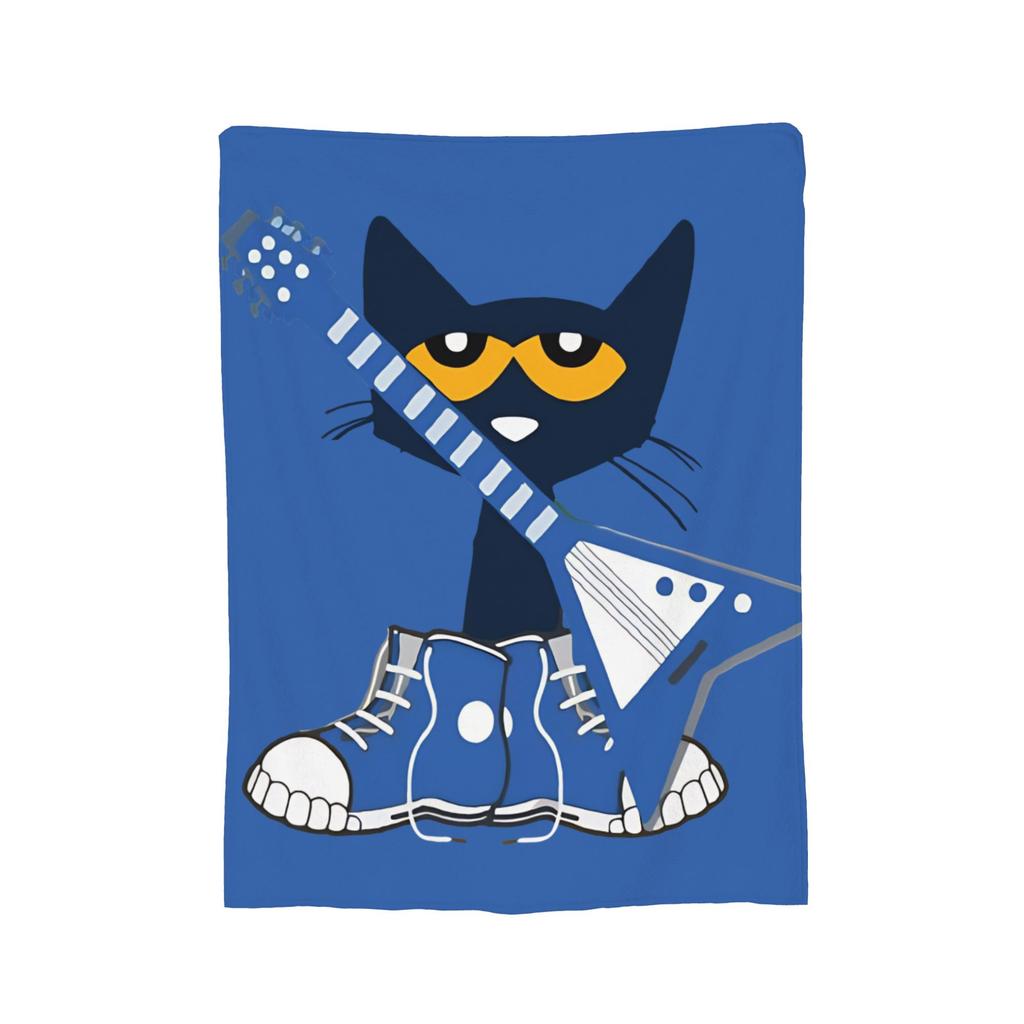 Pete the Cat Cartoon Cat Flannel Blanket Fashion Throw Blankets for Bed Sofa Couch 200x150cm Bedspread