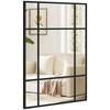 Wall Mirror, Rectangular Window Style, Horizontal/Vertical Mount, 4 Hooks, Black Metal, 50 x 70 cm