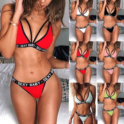 Dames lettre impression Lingerie caleçon G-String lettre ensemble sous-vêtements