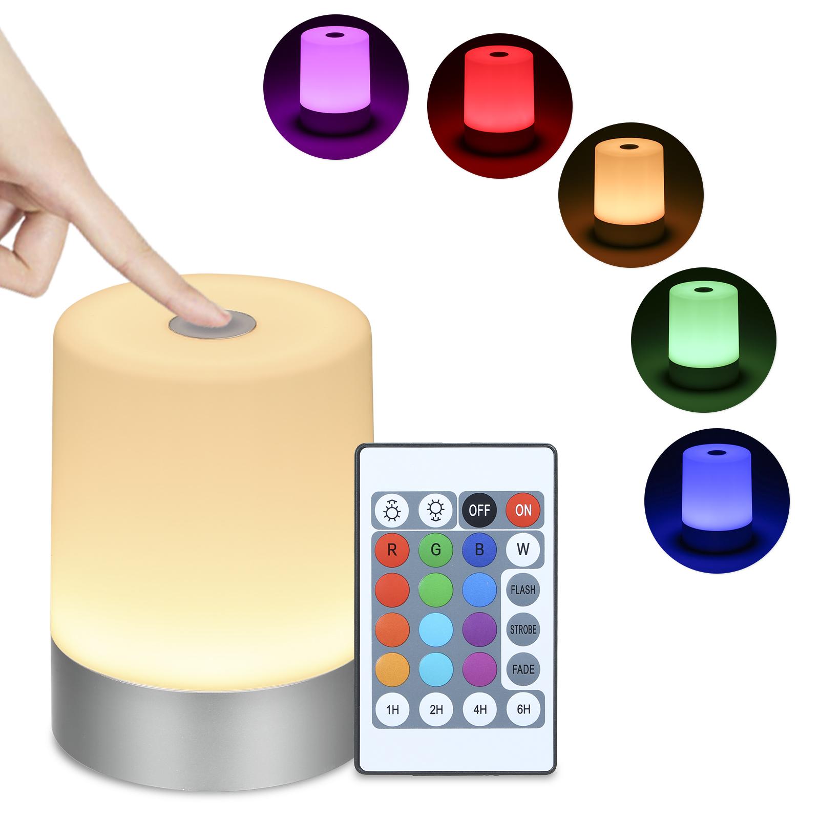 

Портативный USB-ночник с пультом дистанционного управления, 13 цветов и 3 режима освещения, функция таймера, регулируемая яркость, касание