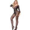 Stickerei Hollow Mesh Crotchless Frauen Bodystocking Sexy Durchsichtiger Body