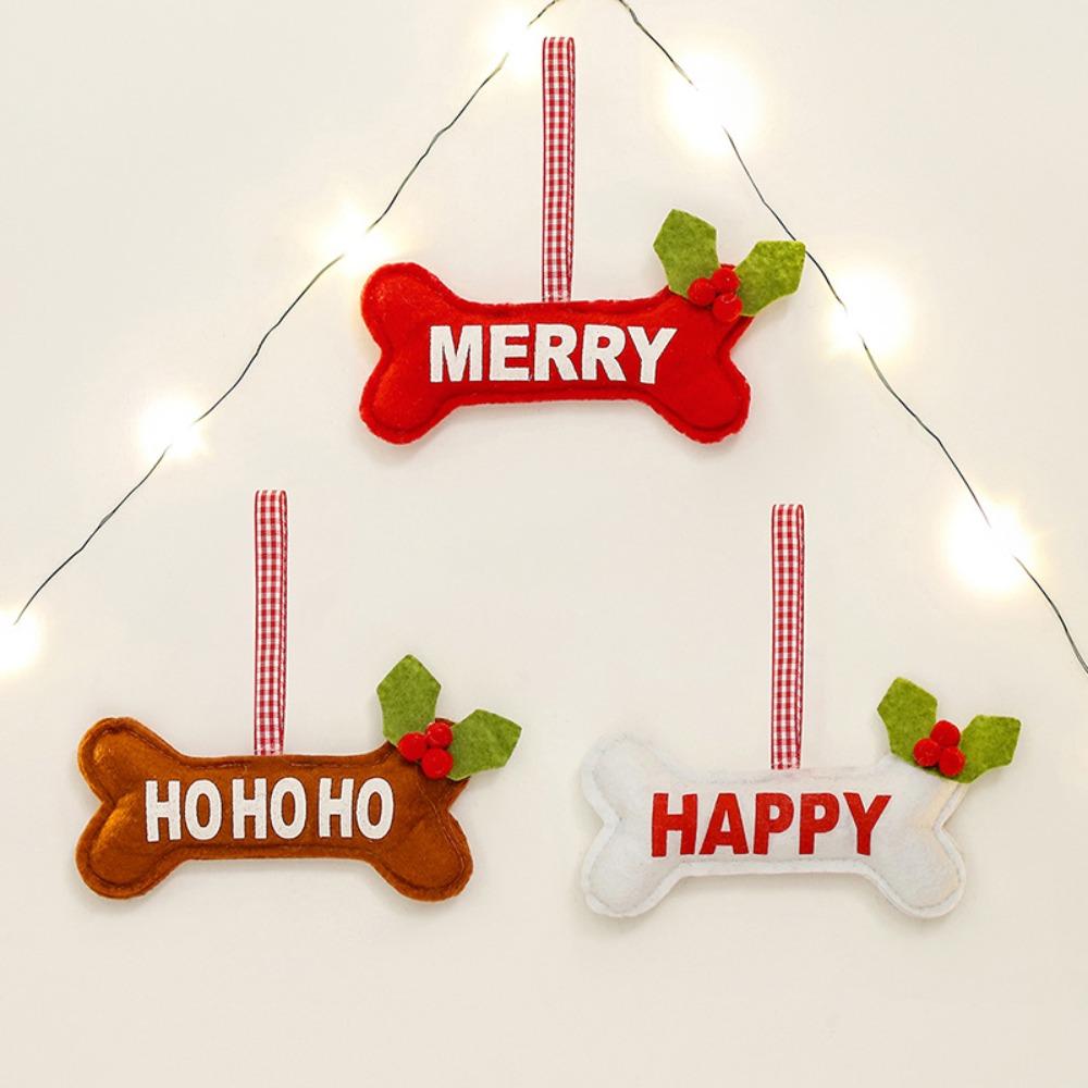 3pcs/set Bone Shape Christmas Tree Decoration Portable Xmas Tree Pendant Hanging Ornaments  Holiday