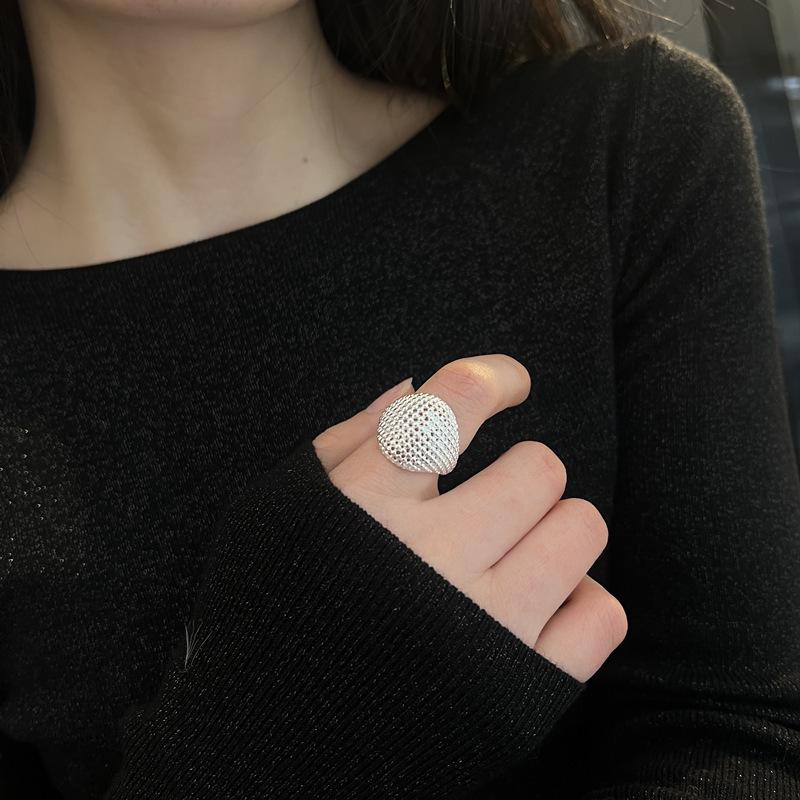 Adjustable Geometric Grid Ball Ring for Women - Stylish & Unique Design Adjustable