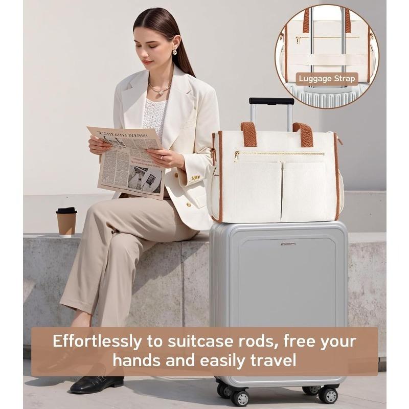 15-Pocket Large Crossbody Tote Bag with Laptop Compartment, Zipper Closure & 15-Pocket Organizati - Heavy-Duty Nyl Bookbag