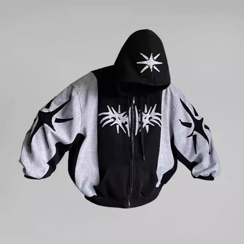 Y2K Retro Harajuku Gothic Street Clothing Men's and Women's Sports Zipper Hoodie Top