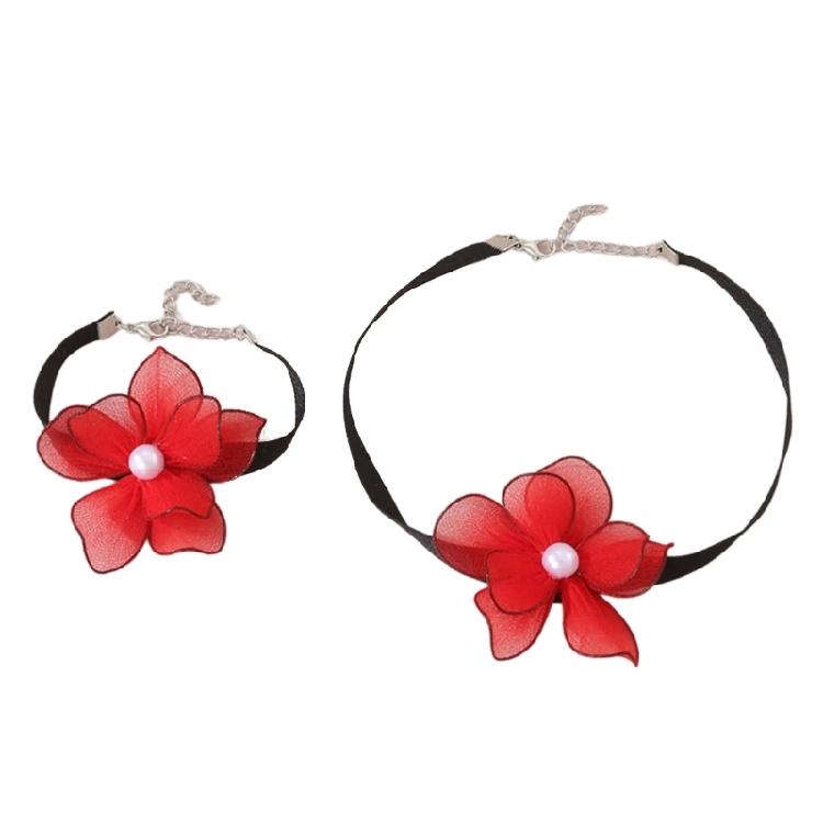 Sophisticated Jewelry Bowknot Heart/Flower Necklace and Bracelet Set for Women 1