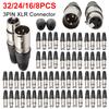 8-32PCS 3PIN XLR Connector Male Female MIC Snake Plug Cable Connectors Microphone Audio Cables Plug Connector XLR Adapters