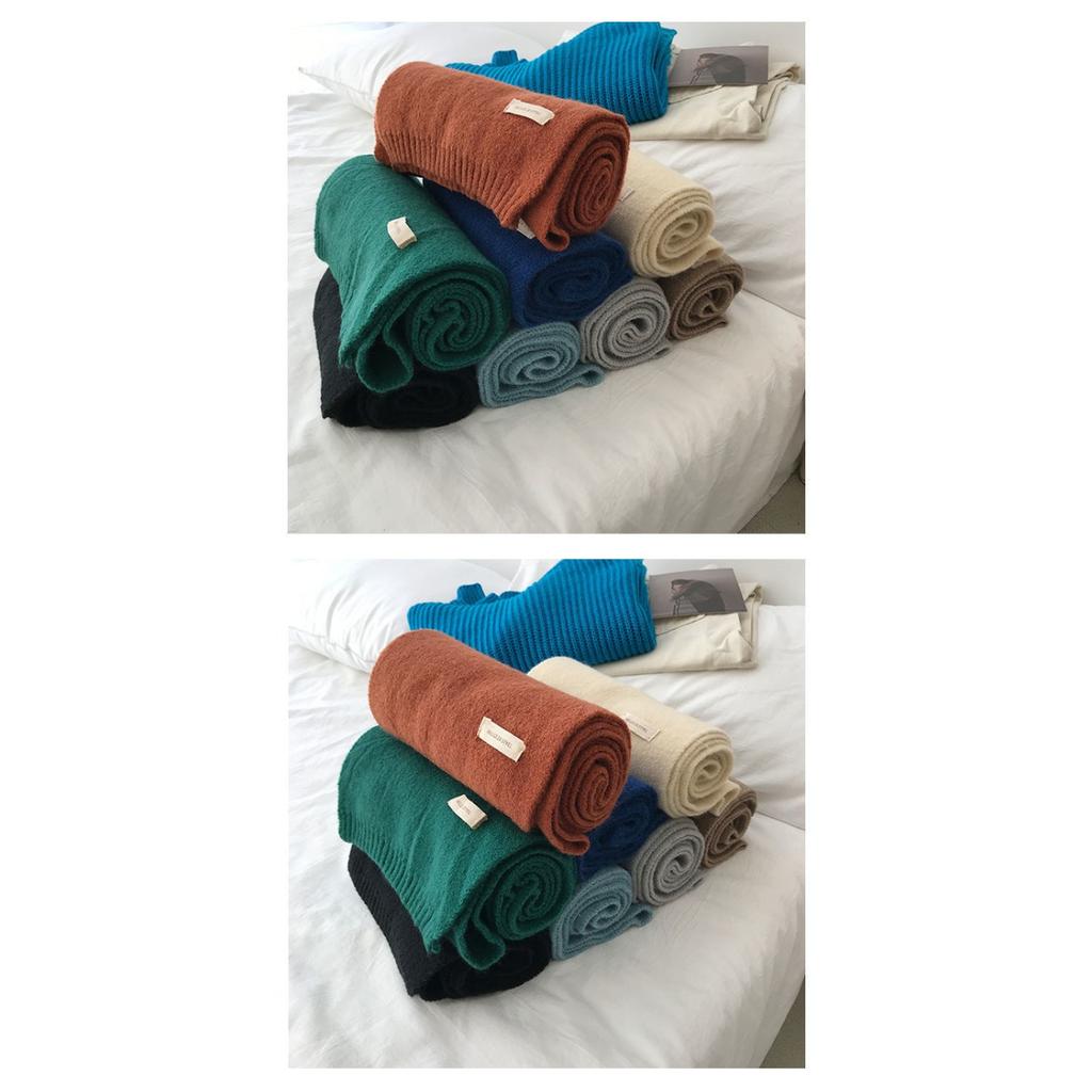 Solid Color Flat Scarf for Autumn and Winter, Men's and Women's Knitted Yarn, Korean Version, Couple Fashion, Thick and Warm, Trendy Scarf