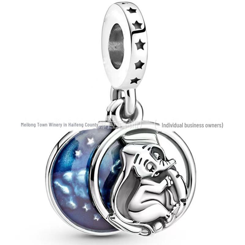 Panjia Blue Series White Copper S925 Silver-Plated Beaded Bracelet with Pendant DIY Accessories