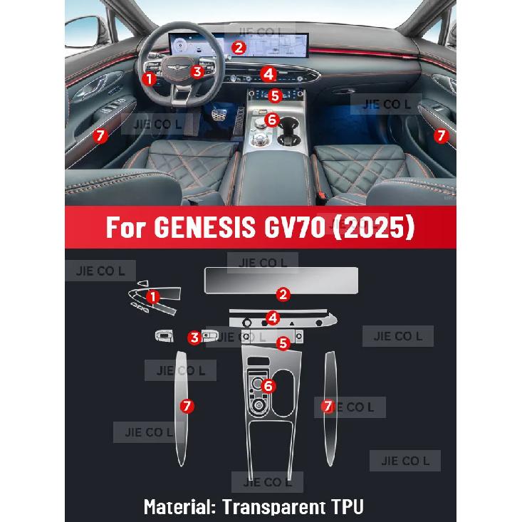 Auto Central Control Screen TPU Navigation Anti Scratch interior Protection Film GPS Navigation For GENESIS GV70 2025 Left rudder driving