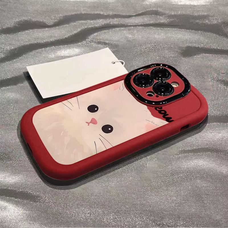 

Чехол для телефона Apple 15promax веселый белый кот 14 iPhone анти-падение 13 простой все включено 12 мягкий 11 5splusmax