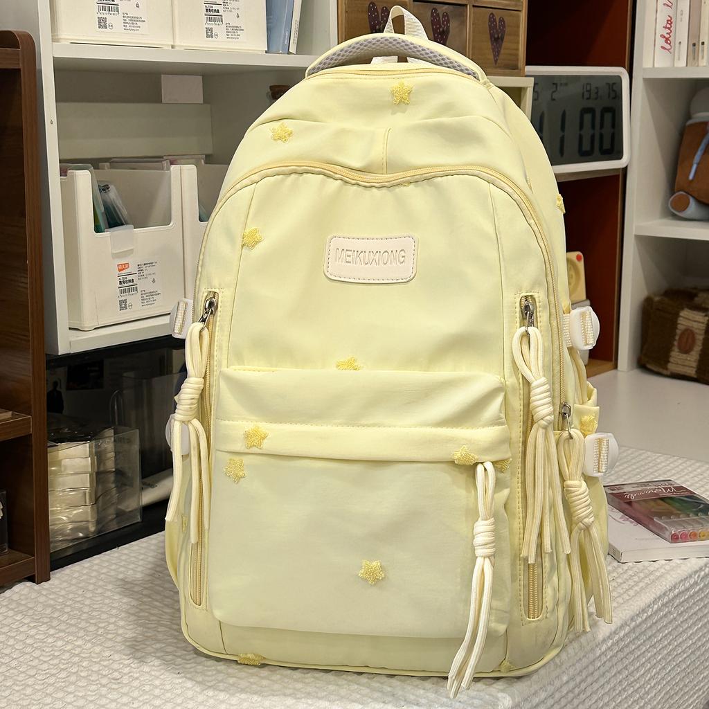 School bag for girls, Japanese style new fresh and sweet bow backpack, casual lightweight backpack for middle and high school students