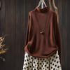 Women's Retro Color Block Striped Knit Sweater, Autumn 2025: Half High Neck, Long Sleeve Wool Pullover