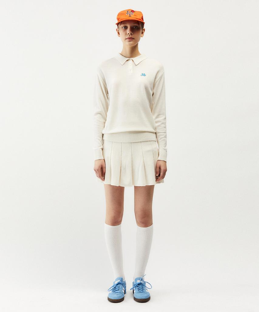 MAYOL M Embroidered Long Sleeve Polo Knit_Ivory