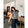Women's Crew Neck Short Sleeve Tee Slim Fit American Color Block Washed Cotton T Shirt Simple Versatile Casual Top For Summer 2026