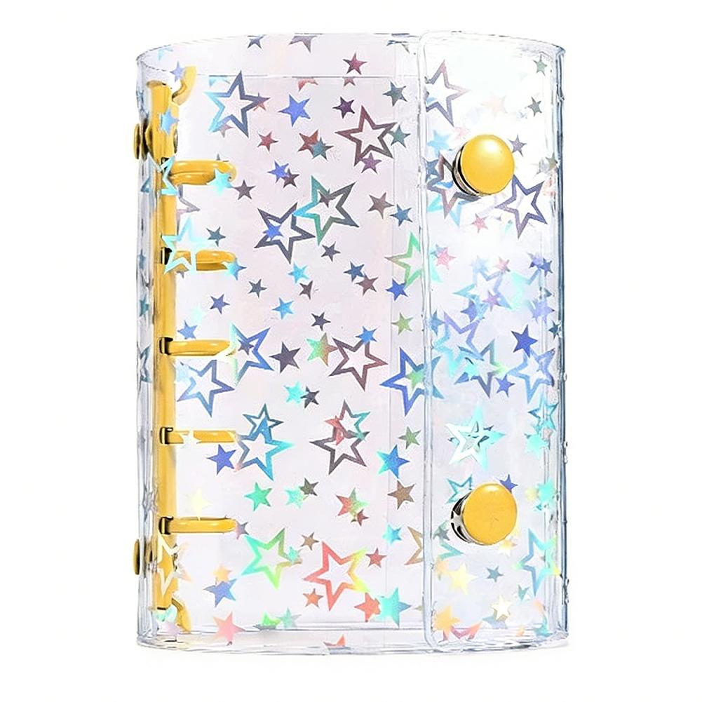 M5 Clear Glitter Star Mini Binder Notebook Diary Kawaii Hand Account Book DIY Postcard Collect Photo Album Stationery
