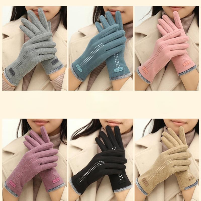 Guanti invernali caldi Guanti da donna in velluto Plus Guanti da equitazione coreani in velluto da guida carini con touch screen freddo